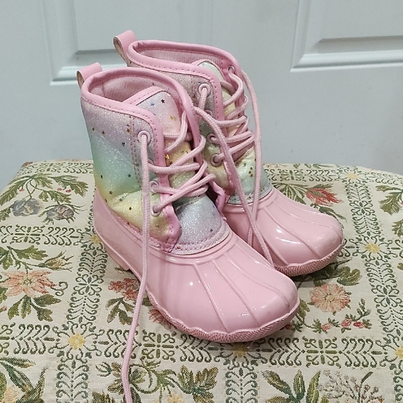 Source Unknown Other - Source Unknown Pink and Rainbow Kids Boots